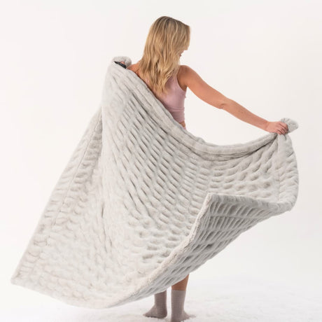 Faux Fur Rippled Throw Blanket